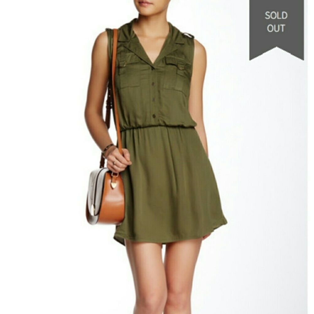 DANIEL Rainn Sleeveless Army Green Military Dress
